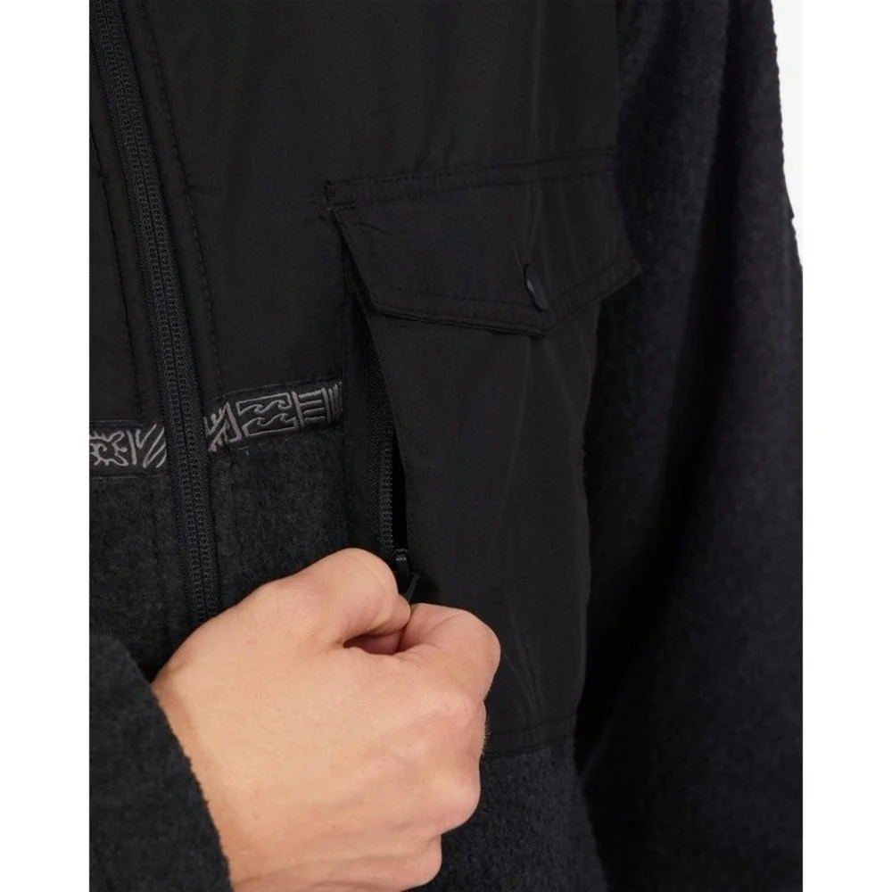 Billabong Boundary Trail Zip Up Fleece Black Mens Size Medium